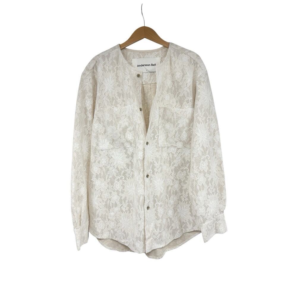 Andersson Bell Nude Beige Cream Lace Womens Light Jacket Size Large - Picture 1 of 8